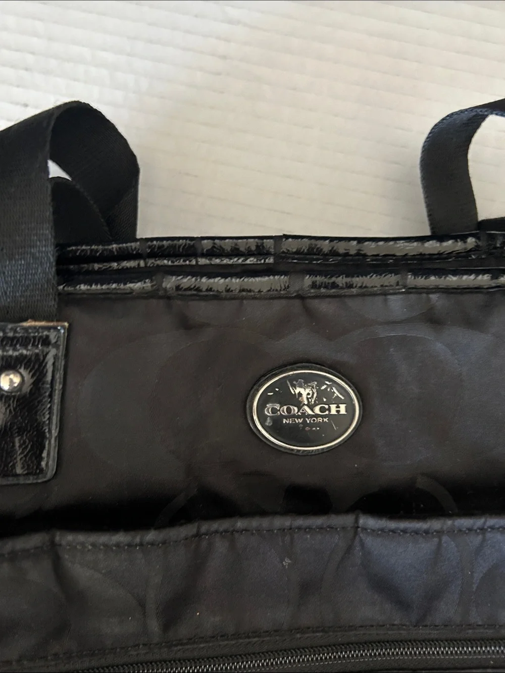 Coach Black Signature Nylon Messenger Bag with Changing Pad